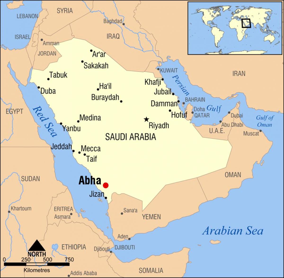abha, Saudi-Arabien Karte