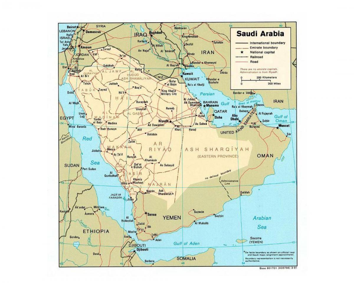 Saudi Arabien Karte mit den wichtigsten Städten