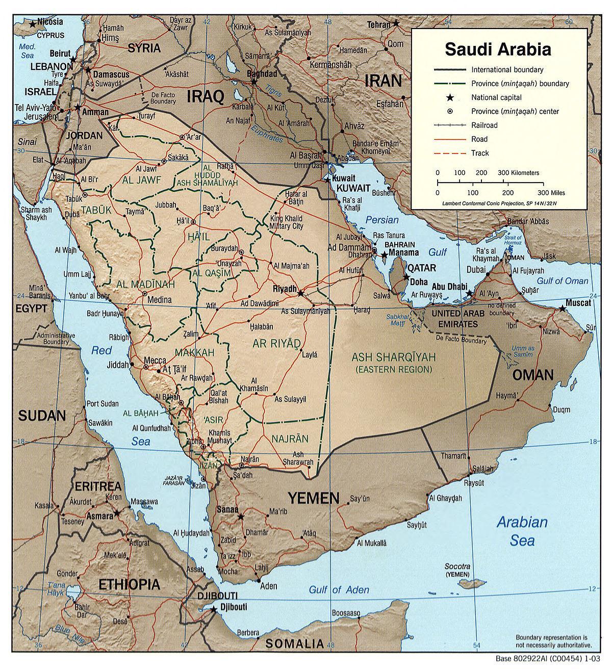 Saudi-Arabien Geographie Karte