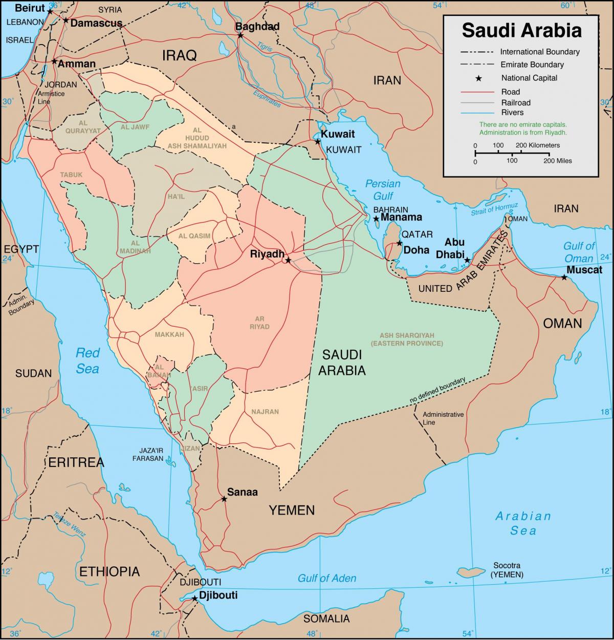 Karte von Saudi-Arabien Provinzen