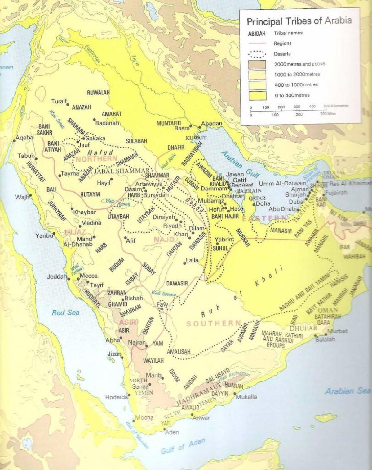 Karte von Saudi-Arabien Stämme