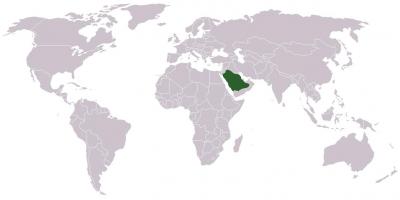 Saudi-Arabien auf einer Weltkarte