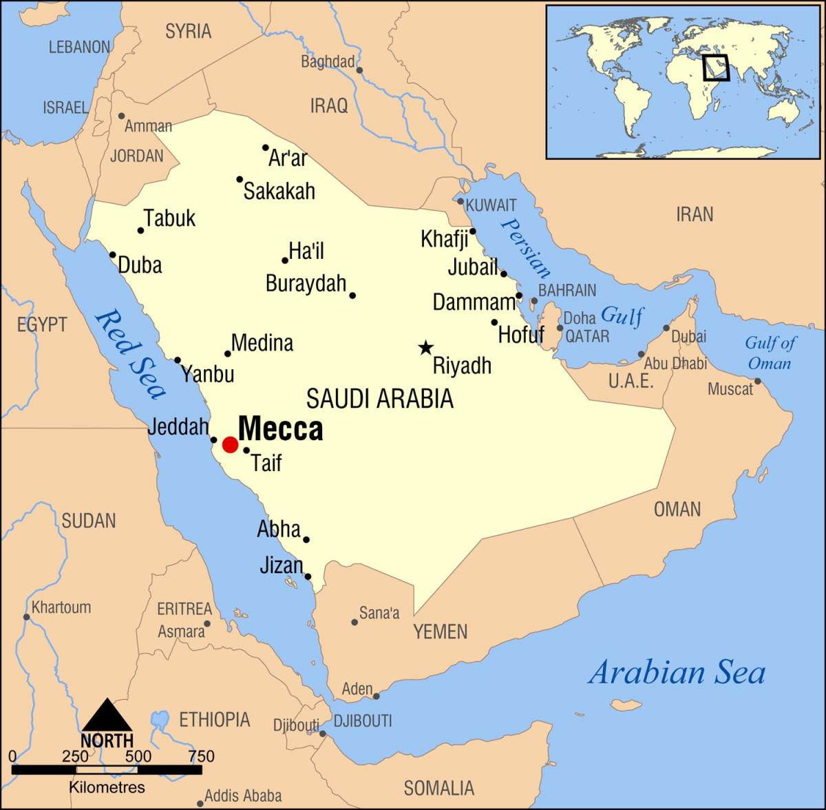 Karte von Mekka in Saudi-Arabien