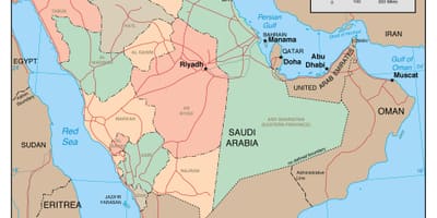Karte von Umriss Saudi-Arabien mit den Nachbarländern