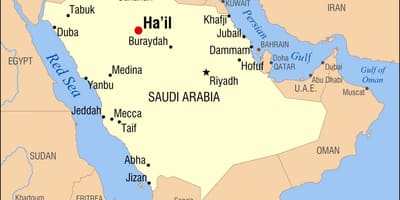 Karte von Hagel-Saudi-Arabien