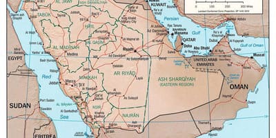Karte von Saudi-Arabien mit den Städten von der Straße