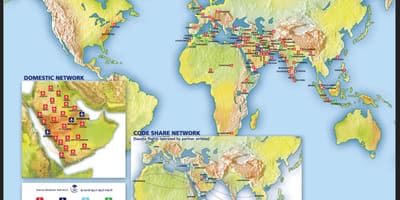 Karte von Saudi Arabian airlines route