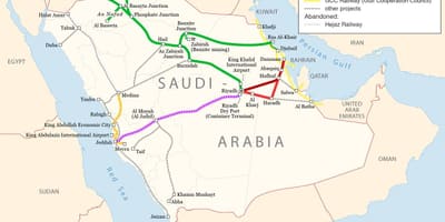 Karte von Saudi-Arabien Bahn