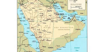 Saudi Arabien Karte mit den wichtigsten Städten