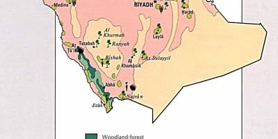 Karte von Saudi-Arabien natürlichen Ressourcen
