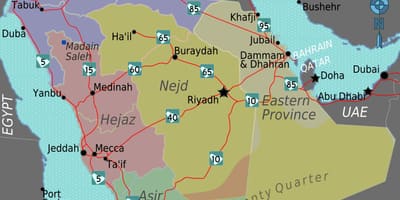 Karte von turaif Saudi-Arabien
